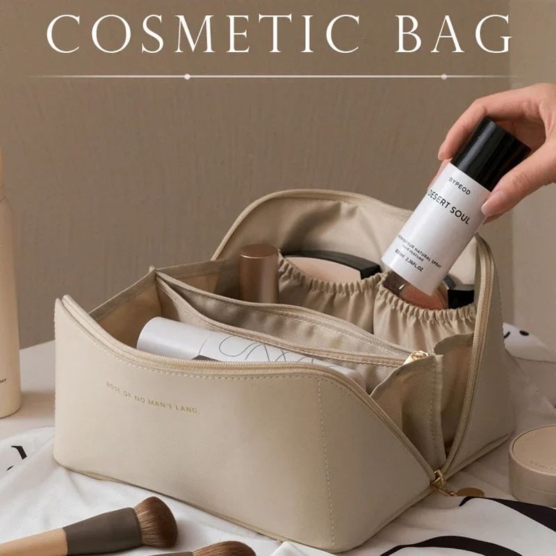Large Capacity Cosmetic Bag Cosmetic Storage Bag PU Leather Portable Travel Toiletry Bag Women Cosmetic Bag Toiletries Organizer
