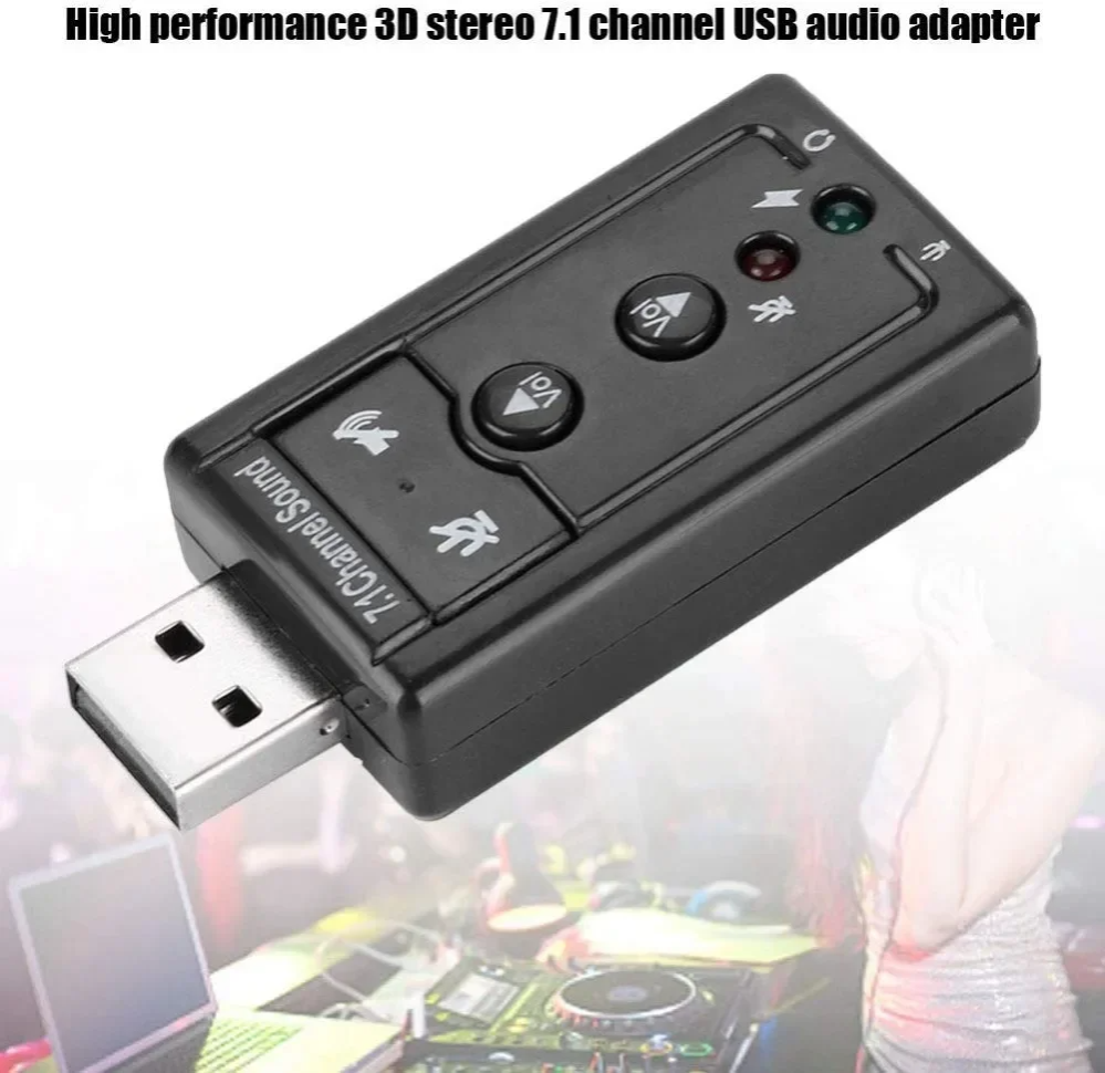 7.1 External USB Sound Card USB to Jack 3.5mm Headphone Audio Adapter For Mac Win Compter