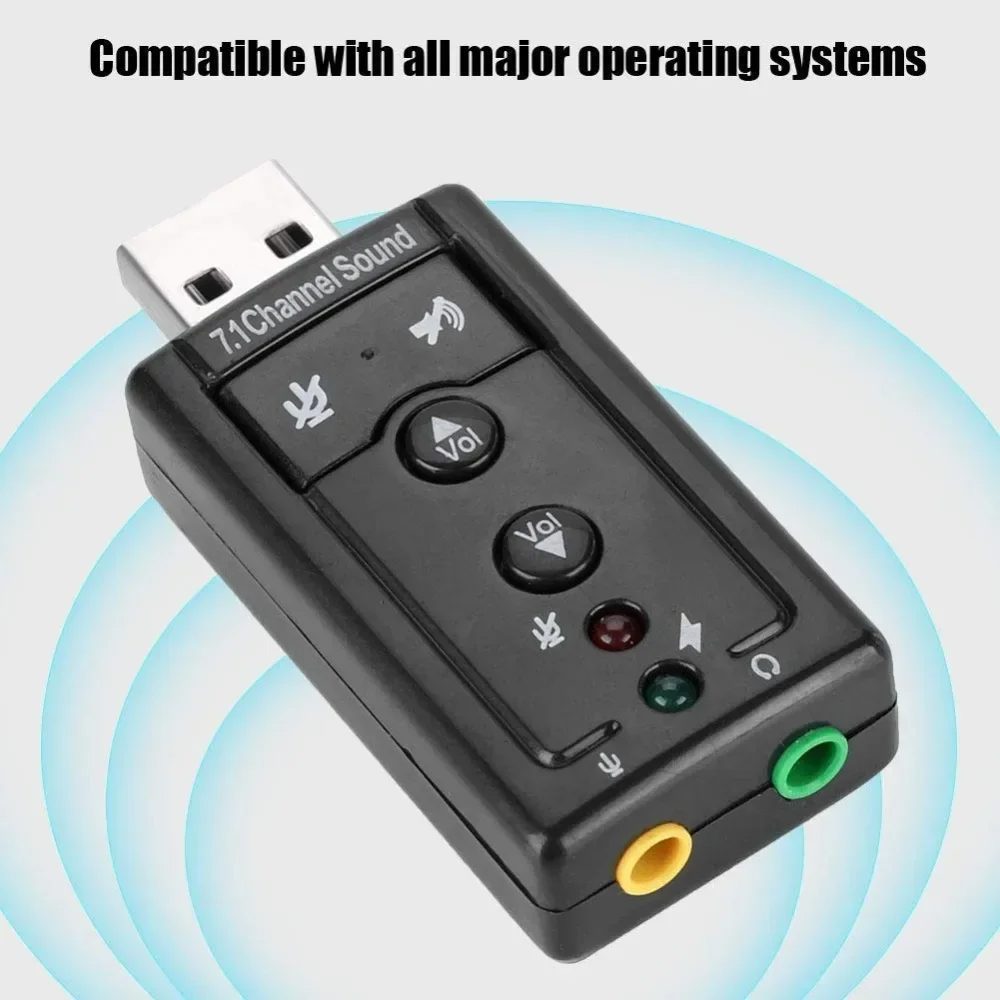 7.1 External USB Sound Card USB to Jack 3.5mm Headphone Audio Adapter For Mac Win Compter