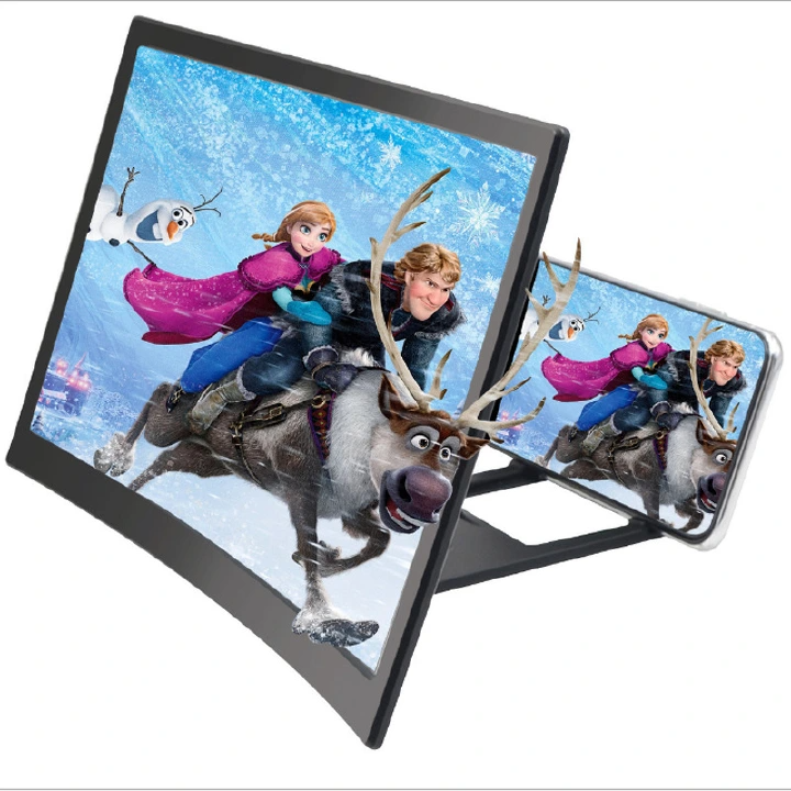 12 inch 14 inch New Desktop Mobile Phone Curved Screen Magnifier 3D HD Video Amplifier Stand For Enlarge Phone Screen Foldable Holder Black one size