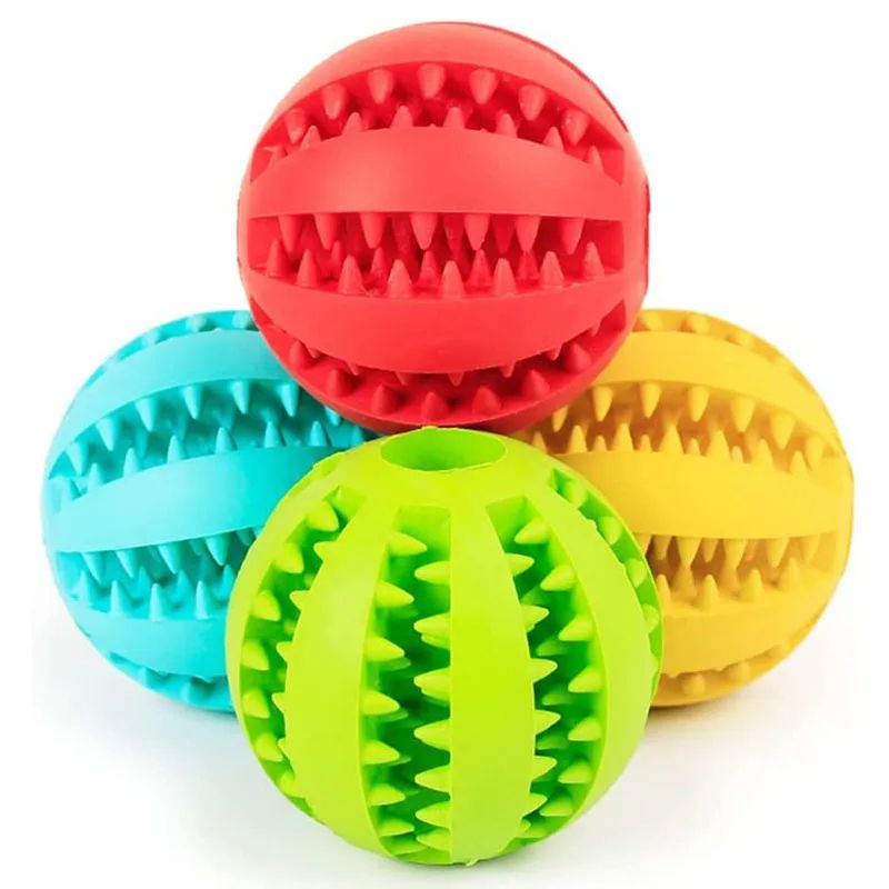 Dog Toy Ball, Nontoxic Bite Resistant Toy Ball for Pet Dogs Puppy Cat, Dog Pet Food Treat Feeder Chew Tooth Cleaning Ball