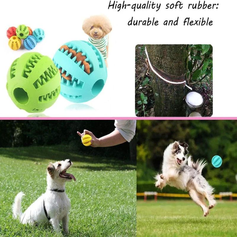 Dog Toy Ball, Nontoxic Bite Resistant Toy Ball for Pet Dogs Puppy Cat, Dog Pet Food Treat Feeder Chew Tooth Cleaning Ball