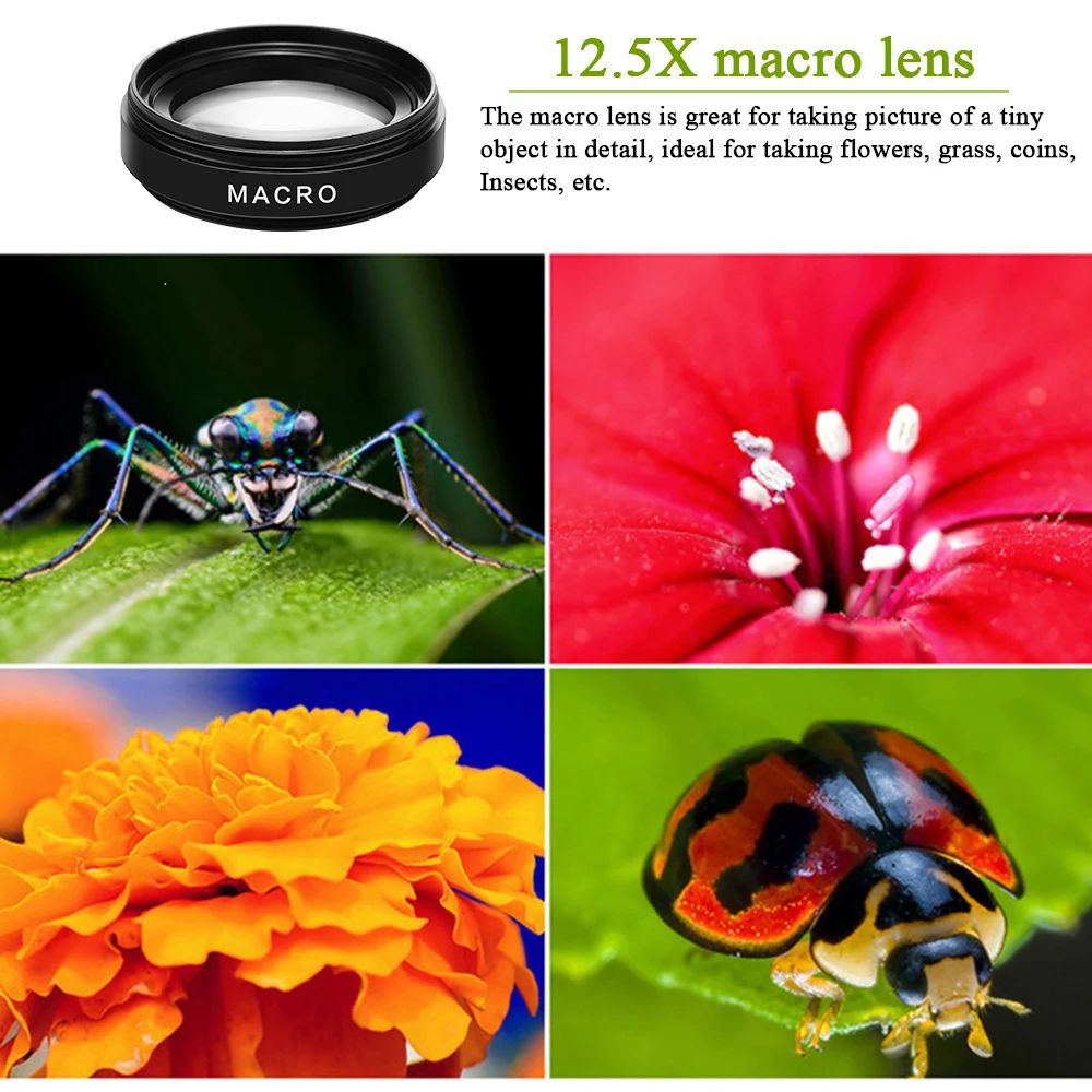 Macro Lens Wide Angle Lens For Phones 37mm 0.45X 49Uv Universal Clip Mobile Professional Macro 2 In 1 Lens,2 in 1 Lens Universal Clip 37mm Mobile Phone Lens Professional 0.45X 49Uv Super Wide-Angle +