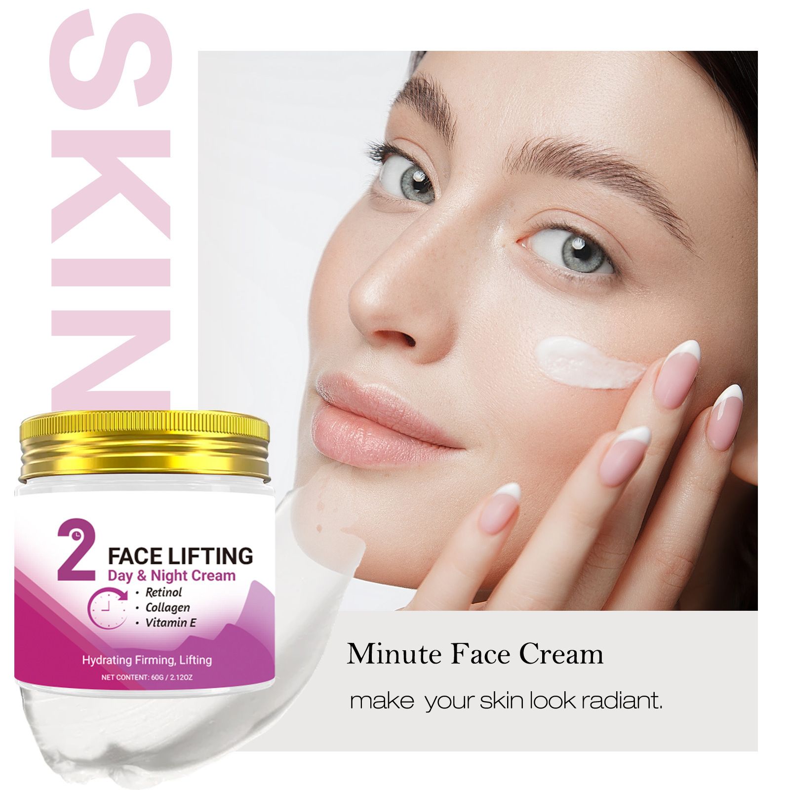Instant Face Lifting Cream for Day And Night - Collagen-Infused Tightening Cream with Retinol, Collagen, Turmeric, Hyaluronic Acid, And Vitamin CE - Hydrating And Smoothing for Every Skin Type