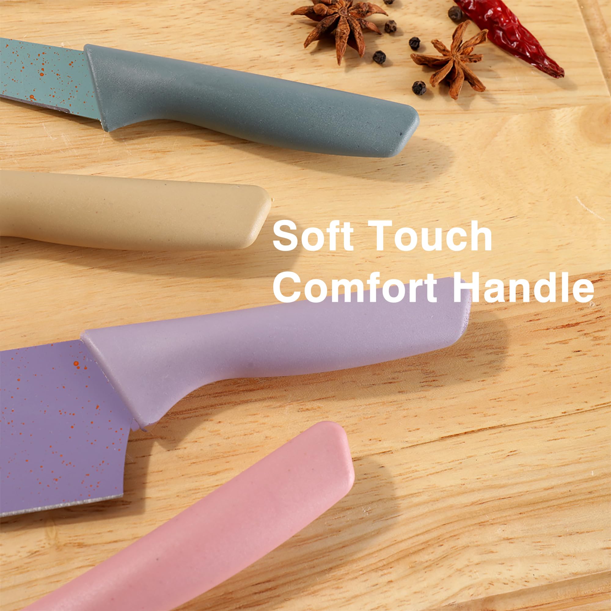 Kitchen Knives Set High Carbon Steel Utility Colourful Fruit Chef Knives with Vegetables Scissor Household Macaron Cooking Tool