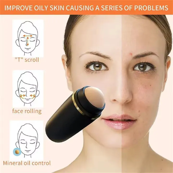 Face Oil Absorbing Roller Natural Volcanic Stone Massage Body Stick Makeup Face Skin Care Tool Facial Pores Cleaning Oil Roller