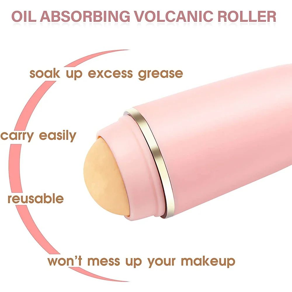 Face Oil Absorbing Roller Natural Volcanic Stone Massage Body Stick Makeup Face Skin Care Tool Facial Pores Cleaning Oil Roller
