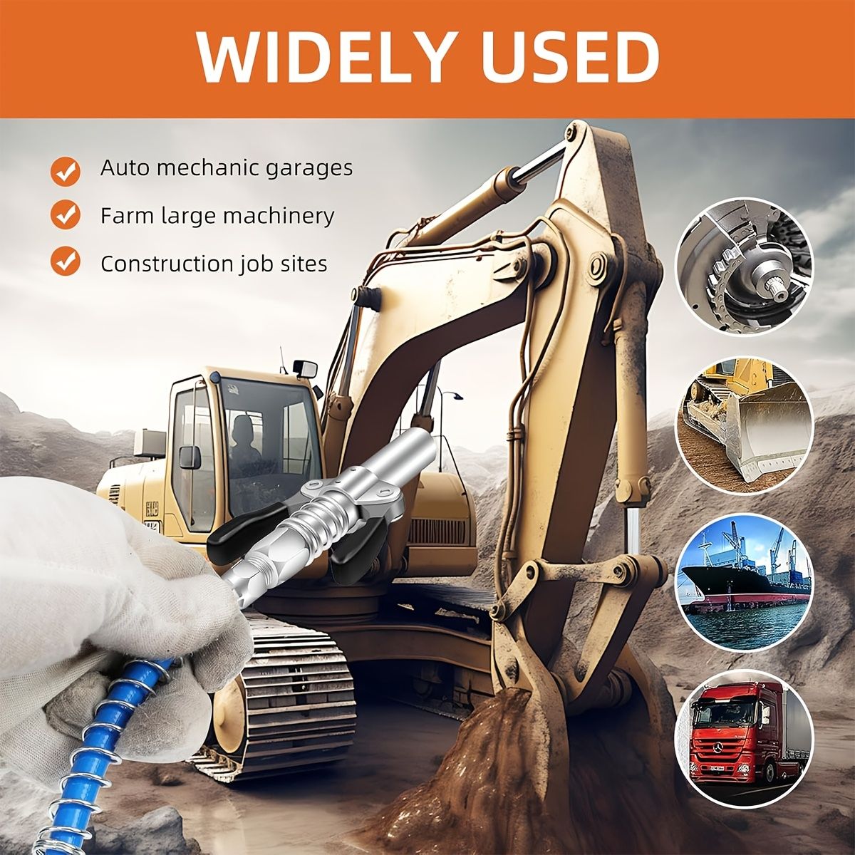 Grease Coupler Heavy-Duty Quick Release Grease Gun Coupler NPTI/8 10000 PSI Two Press Easy To Push Accessories