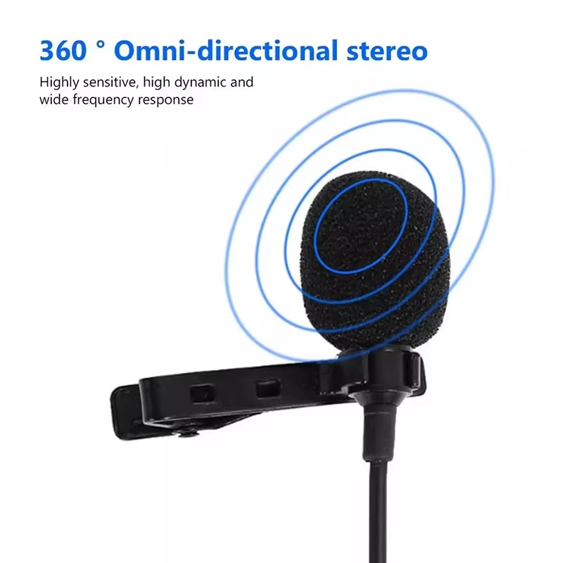 Portable External 3.5mm Hands-free Mini Wired Clip-on , Mini Portable Lavalier Microphone Condenser Clip-on Lapel Mic Wired USB 3.5mm Type-C Microfon For Phone for Laptop PC