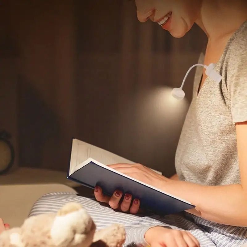 White LED Clip-On Book Light with Three Color Temperatures, Adjustable Brightness, Mini Lightweight Bedside Reading Light- Batteries Not Included, Clip-On LED Book Light, Study Light, Night Reader