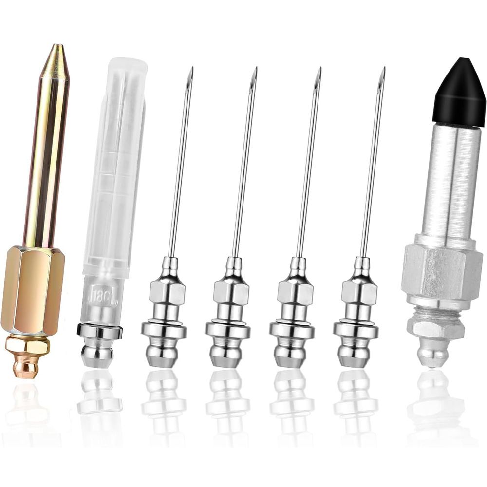 7Pcs Grease Gun Coupler Kit with Needle Adapter for Grease Fitting Zerk Nipples Universal Grease Gun Coupler Set