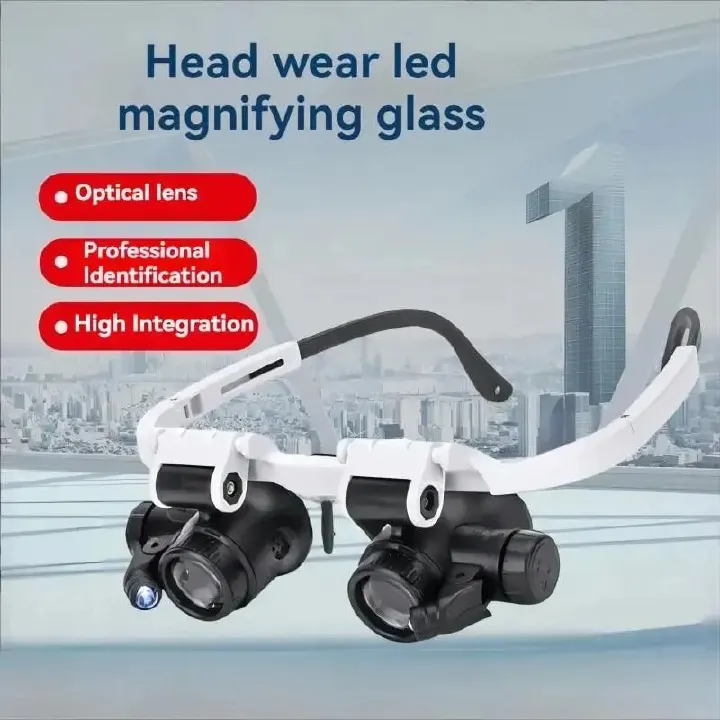 Magnifying Glass 8X/15X/23X Jeweler Watchmaker With LED Light Telescopic Headband Magnifier Glasses Reading Loupes Eyewear