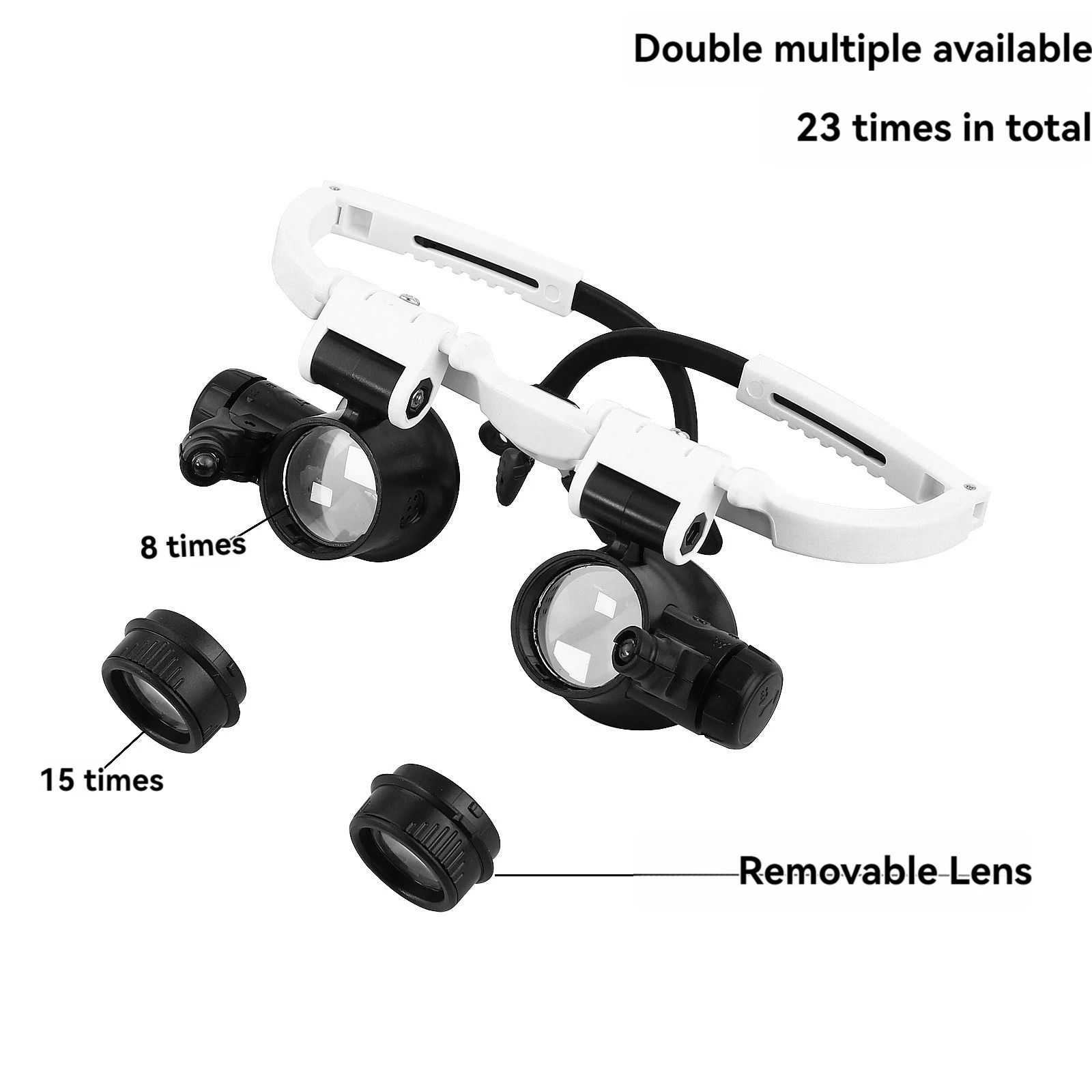 Magnifying Glass 8X/15X/23X Jeweler Watchmaker With LED Light Telescopic Headband Magnifier Glasses Reading Loupes Eyewear