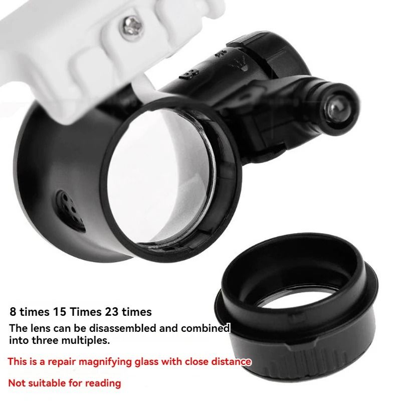 Magnifying Glass 8X/15X/23X Jeweler Watchmaker With LED Light Telescopic Headband Magnifier Glasses Reading Loupes Eyewear