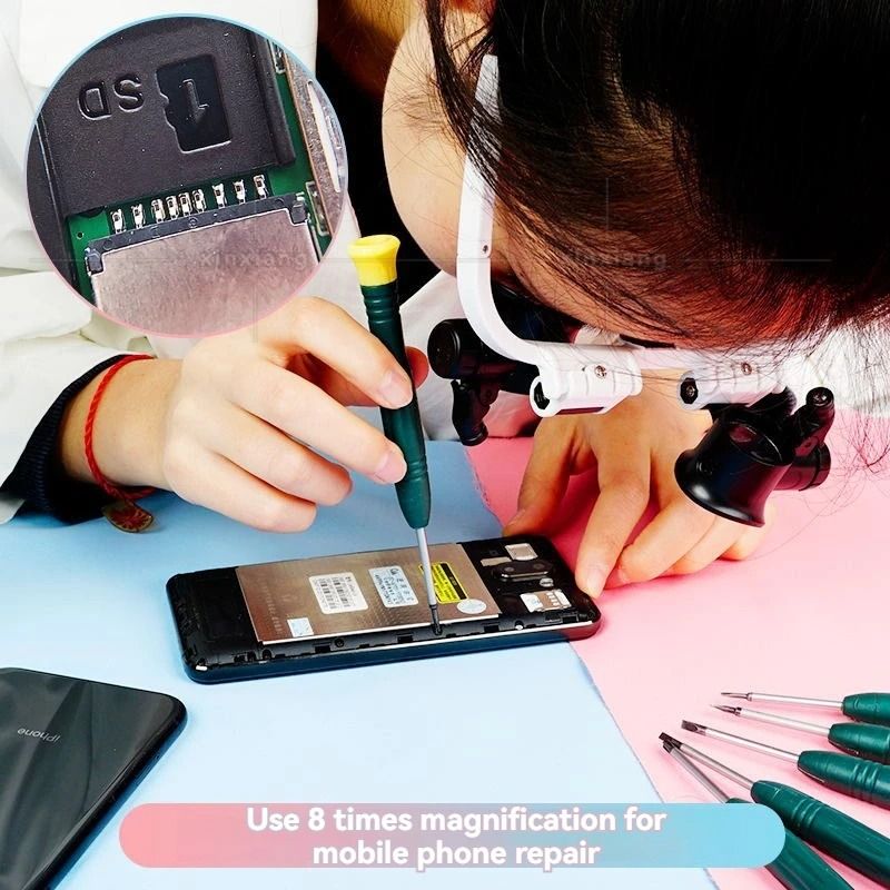 Magnifying Glass 8X/15X/23X Jeweler Watchmaker With LED Light Telescopic Headband Magnifier Glasses Reading Loupes Eyewear