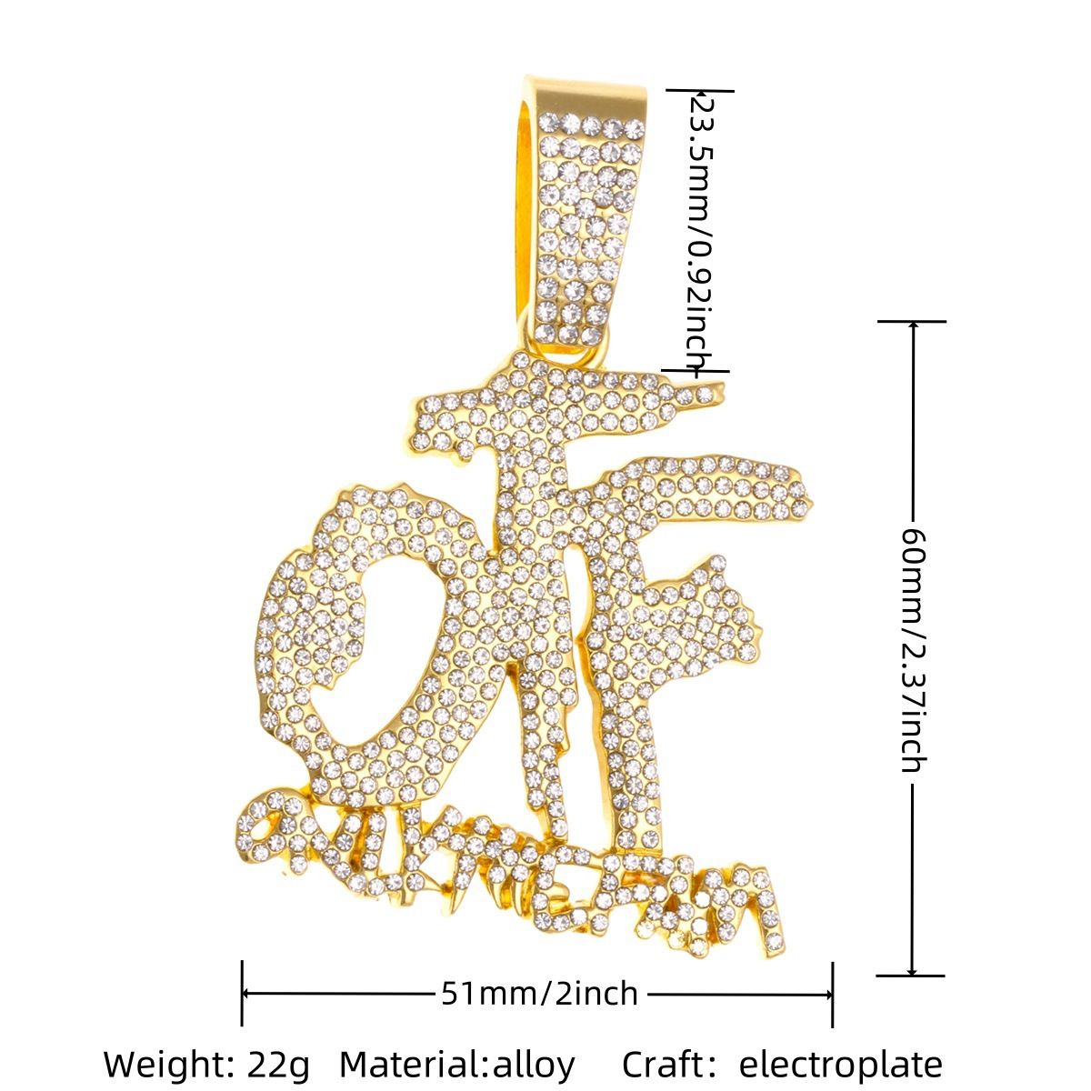 Hip Hop Fashion English Letter OTF Pendant Cuban Chain Necklace, Suitable For Daily Wear By Men And Women , Rock Party Jewelry