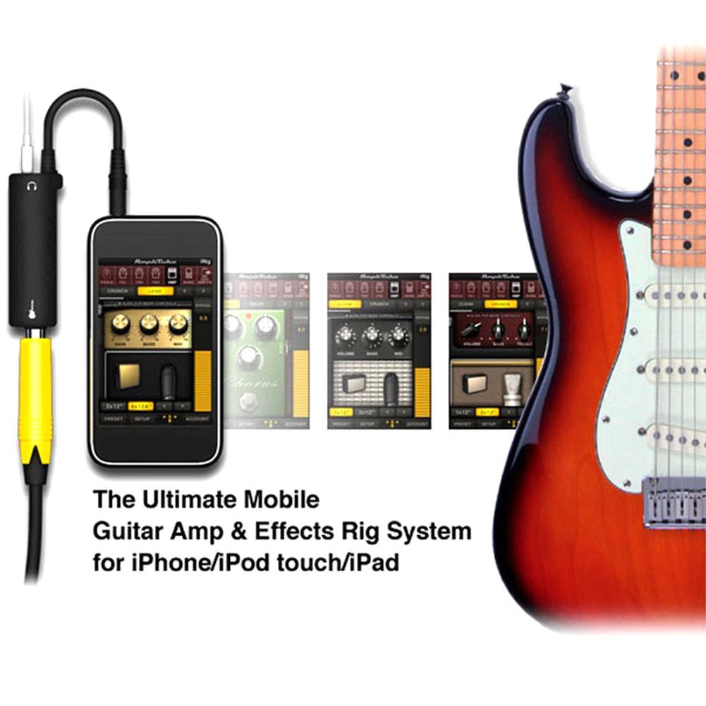 Audio Guitar Interface AMP I-Rig Converter Replacement for Phone Guitar Audio Interface Phone Tuner Lightweight Adapter for iPhone, iPad and Android Smartphones and Tablet (iRig)