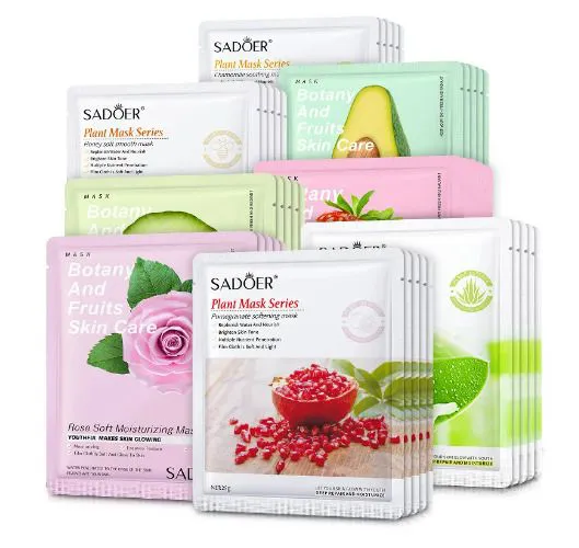 SADOER 8pcs Fruit Face Mask & Anti Wrinkle Moisturizing Skin Care Mixed Fruit Facial Mask Collagen Face Mask Moisturizing Refreshing Sheet Masks Hyaluronic Acid Facial Mask Skin Care Products