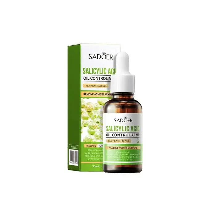 Sadoer Salicylic Acid Acne Treatment Essence and Blackheads remover. This serum helps control Skin oil and eliminates all acnes and blackheads. The Product clears the skin, moisturize and maintain You
