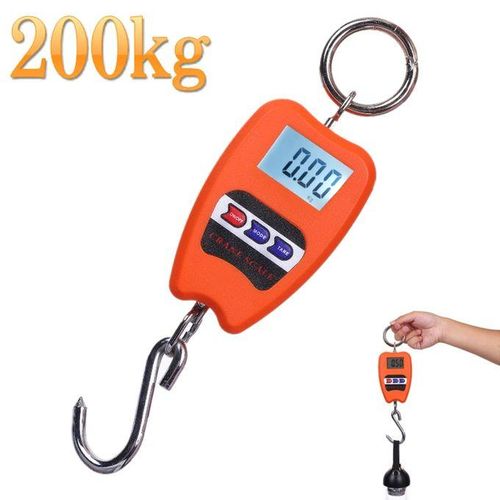 200 KG Digital Hanging Scale with Accurate Sensors, Handheld 200Kg Mini Crane Scale with Hooks for Meat Butchery Farm Hunting Fishing Hunting Fishing Outdoor Portable Weighing Scale