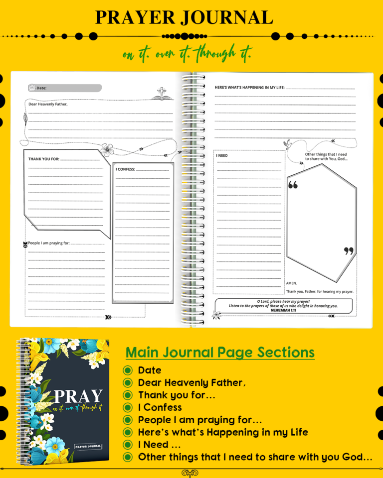 Prayer Journal – Prayer over it, on it, through it | Female Gift | Journal | Christian Gift | Work Gift Idea | Female Gift Idea | Travel Gift Idea