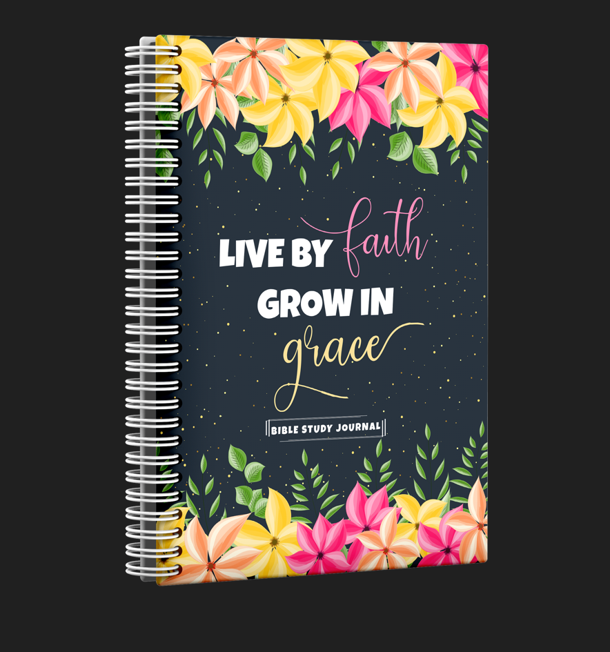 Bible Study Journal | Live by Faith | Grow in Grace | Female Gift | Journal | Christian Gift | Work Gift Idea | Female Gift Idea | Travel Gift Idea
