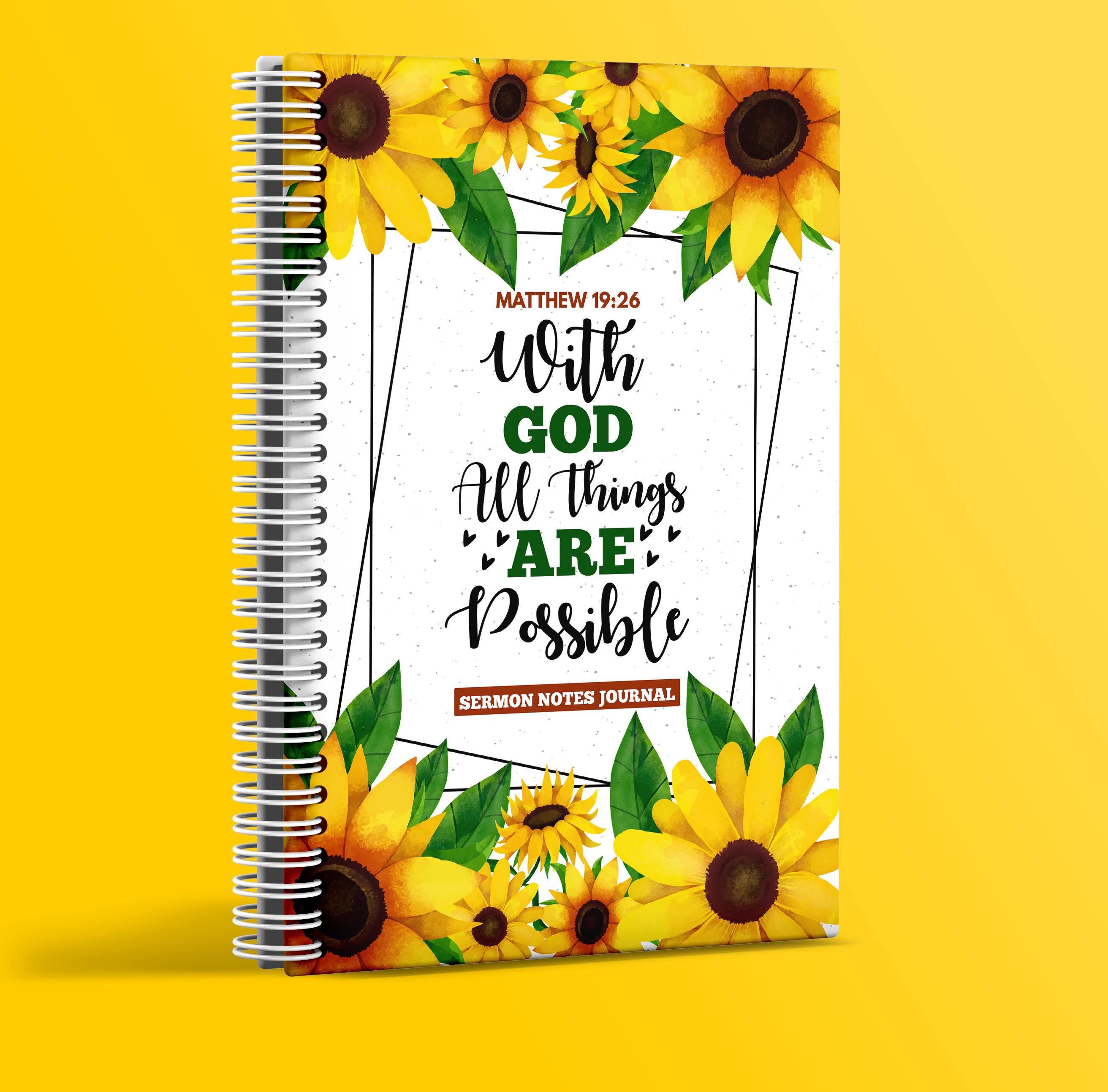 Sermon Notes Journal | With God All Things Are Possible | Live by Faith | Grow in Grace | Female Gift | Journal | Christian Gift | Work Gift Idea | Female Gift Idea | Travel Gift Idea