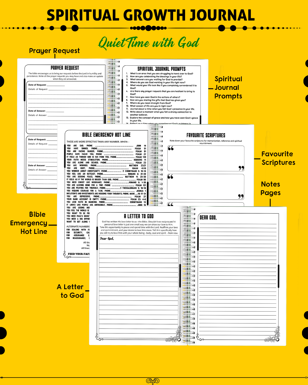 Spiritual Growth Journal – Quiet Time with God | Live by Faith | Grow in Grace | Female Gift | Journal | Christian Gift | Work Gift Idea | Female Gift Idea | Travel Gift Idea