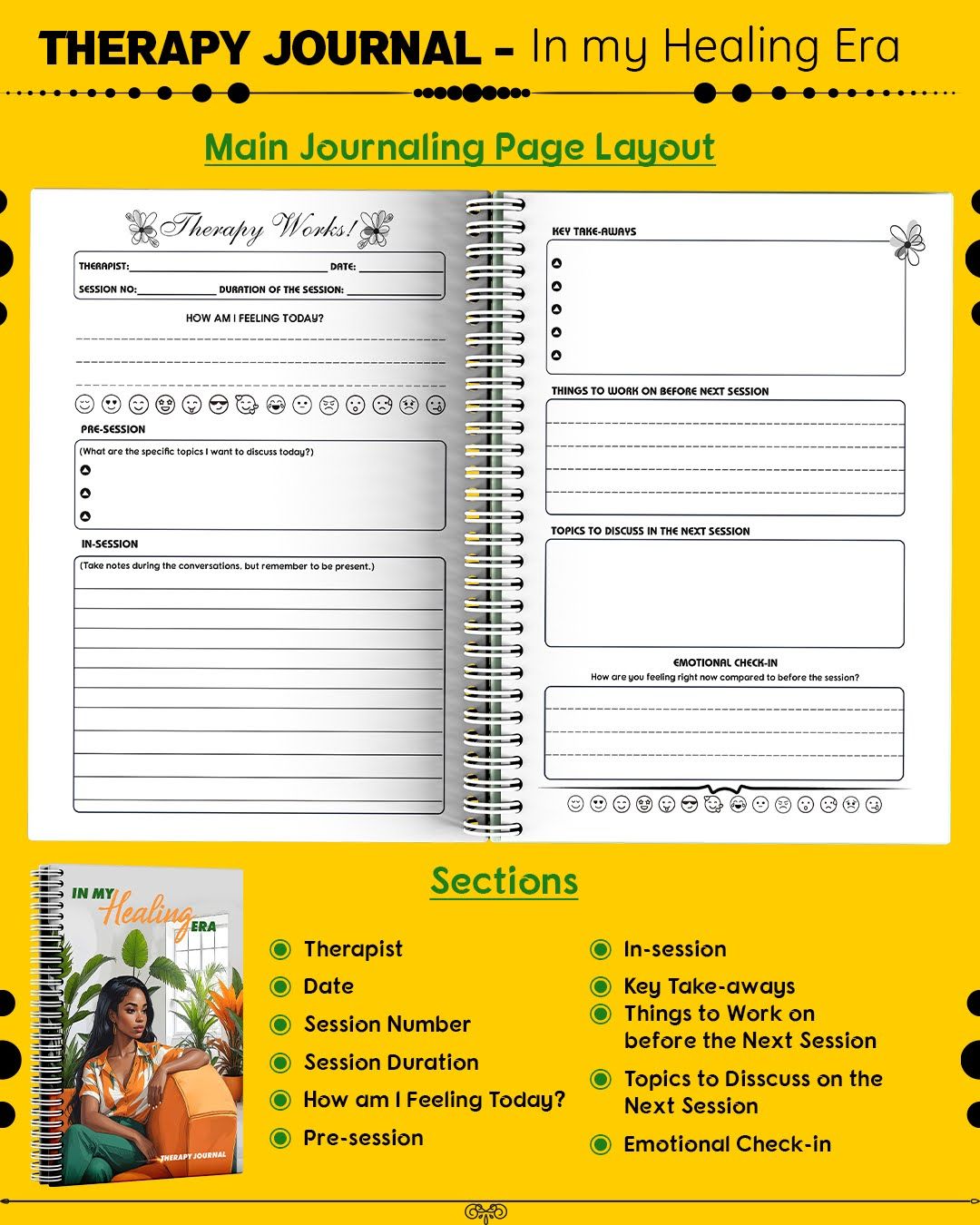 Therapy Journal – In My Healing Era | Female Gift | Feminine Woman Gift Idea | Journal | Therapy | Healing Journal