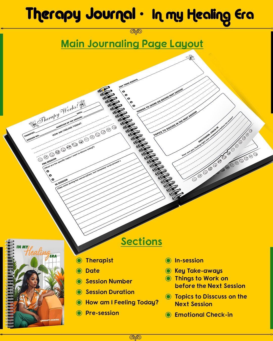 Therapy Journal – In My Healing Era | Female Gift | Feminine Woman Gift Idea | Journal | Therapy | Healing Journal
