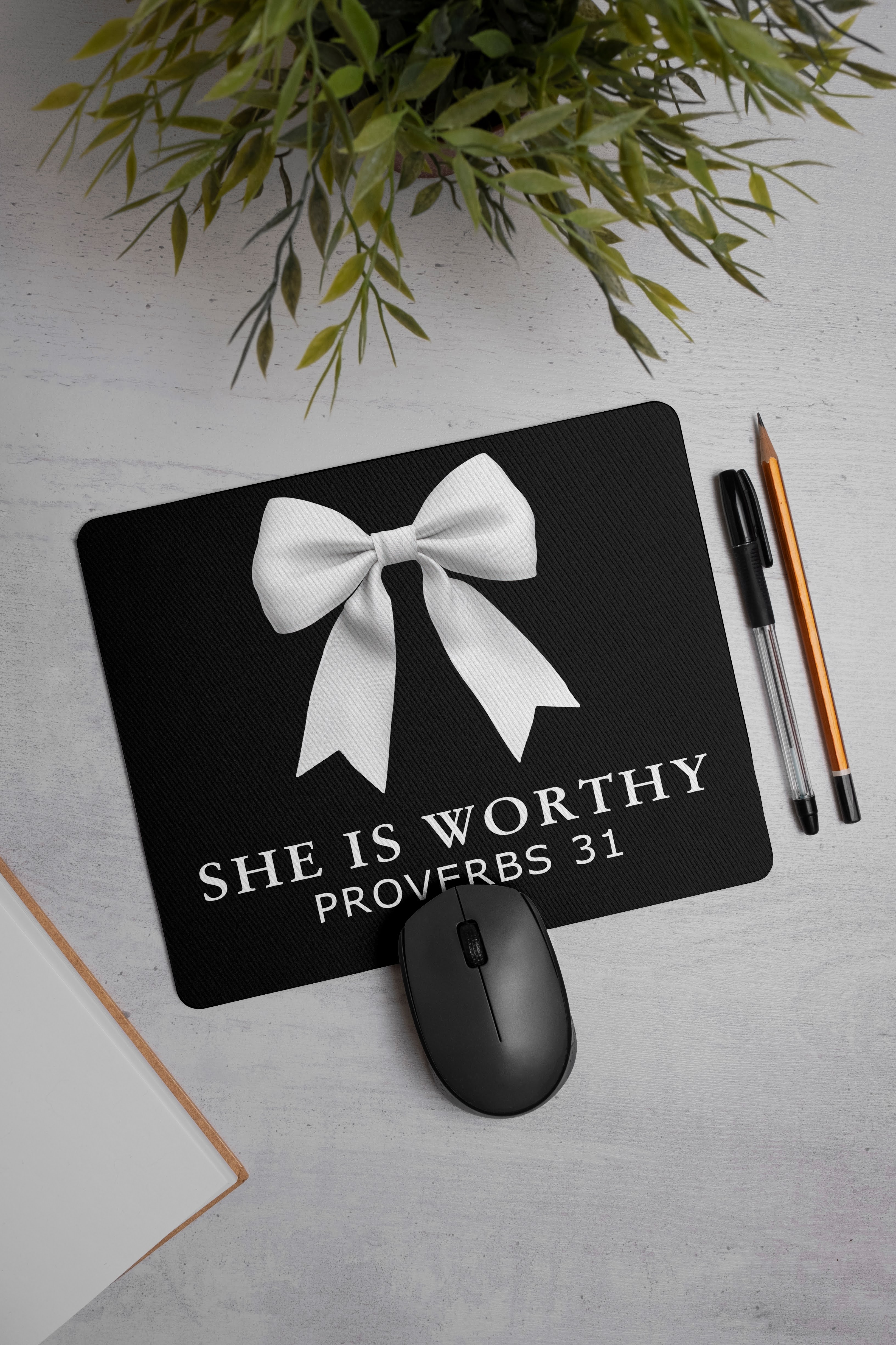 She is Worthy Washable Non-Slip Rubber Base Mouse Pad | Non Slip Mouse Pad | Christian Gift Ideas | Gamers/ Graphic Designer Mouse Pads | Customizable Mouse Pads | Mousepads |  Feminine Gift Ideas