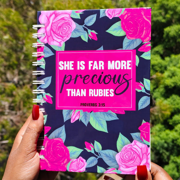 She is far more Precious | Christian Notebook | Notebook Journal | Notebook Diary | Plain Notebook | Writing Notebook | Girly Notebook | Chic Notebook | Gift Idea | Feminine Gift Idea | Work Gift Idea