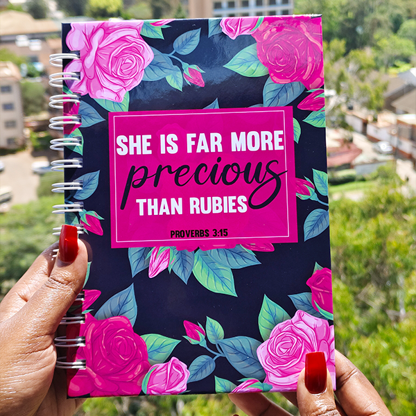 She is far more Precious | Christian Notebook | Notebook Journal | Notebook Diary | Plain Notebook | Writing Notebook | Girly Notebook | Chic Notebook | Gift Idea | Feminine Gift Idea | Work Gift Idea