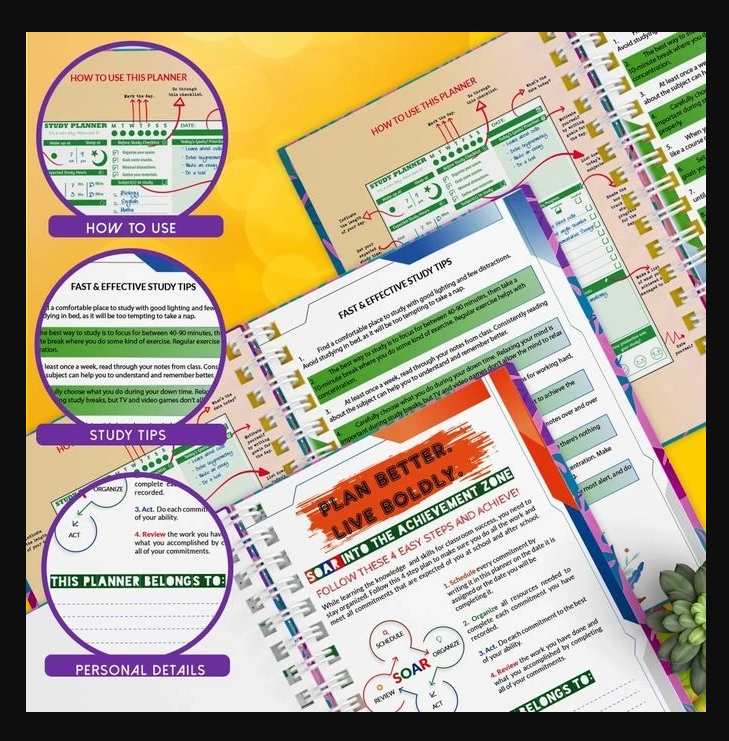 Colourful Student Study Planner | Revision Book | School Book | Back To school | Back To School Offers | Study Planner Gift | Teen Gift Idea | School Gift