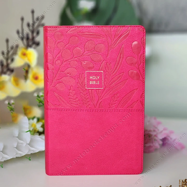 NKJV Pink Faux Leather Bible | End Of Verse Reference Bible | Large Print | Comfort Print | Christian Bible NKJV | New King James Version (NKJV) | Floral Bible | Gift Idea | Pink Bible