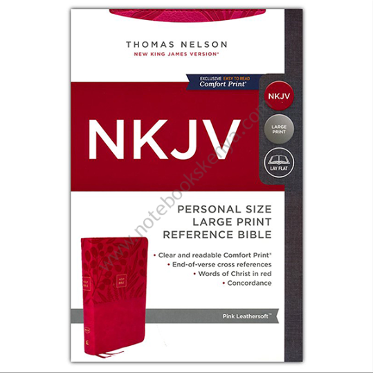 NKJV Pink Faux Leather Bible | End Of Verse Reference Bible | Large Print | Comfort Print | Christian Bible NKJV | New King James Version (NKJV) | Floral Bible | Gift Idea | Pink Bible