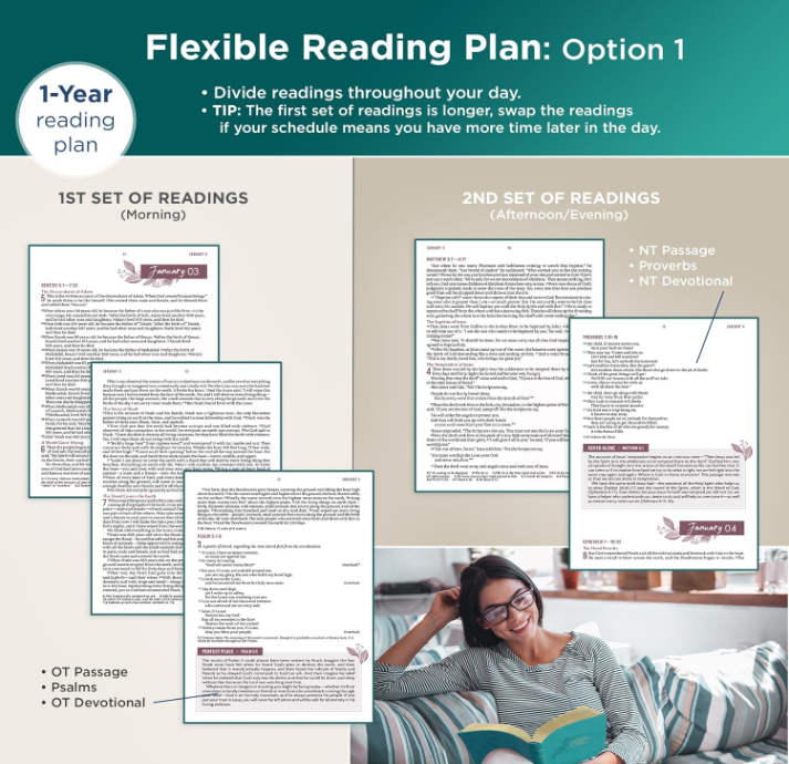 NLT Pink Floral Hardcover Everyday Devotional Bible for Women | Comfort Print | Christian Bible NLT | New Living Translation (NLT) | Floral Bible | Gift Idea | Pink Bible | Devotional Bible