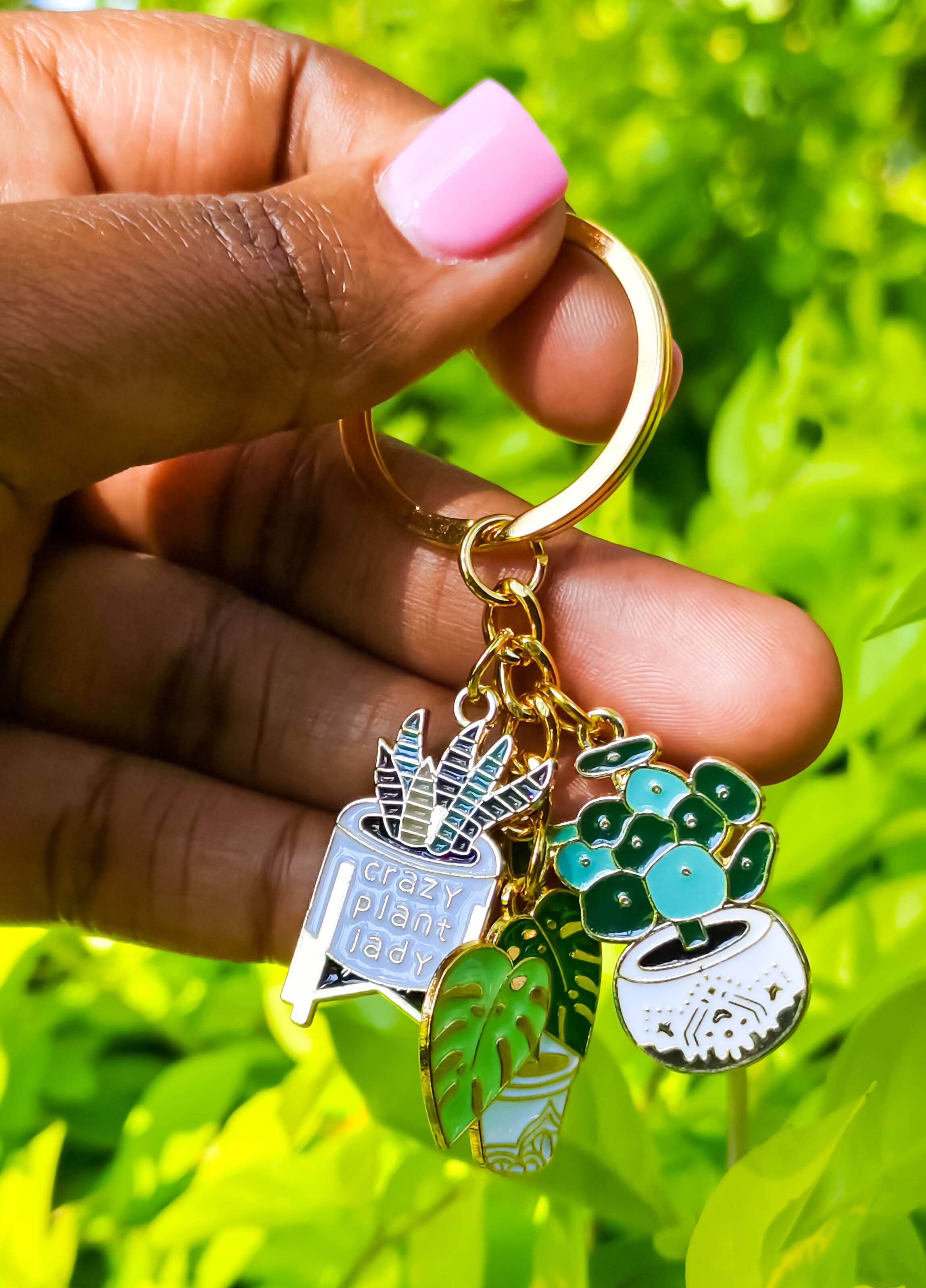 Cute Enamel Cactus & Flower Keychain | A Touch of Nature | Key Chain for Keys | Key Holder | Plant Lover Key Chain | Cute Gift | Male Female Gift | Backpack Pendant | Car Key Holder | Bag Acessories
