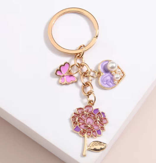 Cute Enamel Keychain | Butterfly, Flower, Charms | Key Chain for Keys | Key Holder | Plant Lover Key Chain | Cute Gift | Male Female Gift | Backpack Pendant | Car Key Holder | Bag Acessories