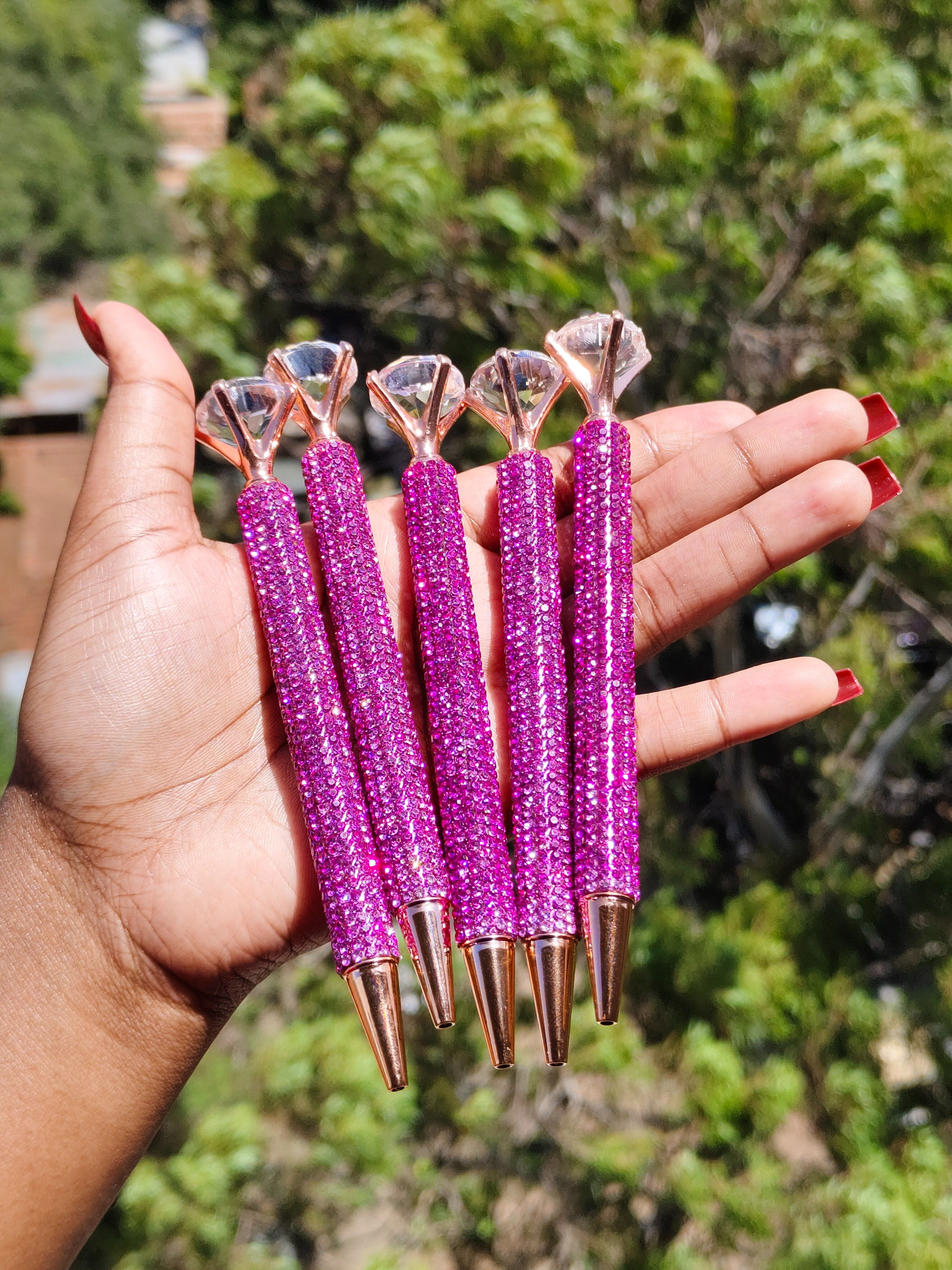 Pink Crystal Metal Ballpoint Pen with Diamond | Cute Black Ink Pen | Pens | School Supplies | Cute Gift | Office Supplies | Mothers Day Gift | Feminine Girl Gift | Stationery | Girly Stationery