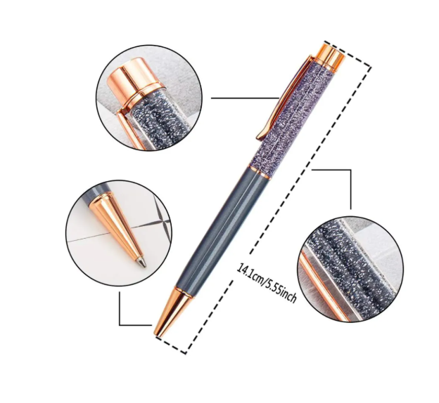 Pink Metal Ballpoint Gift Pen with Dynamic Sand Glitter | Cute Black Ink Pen | School Supplies | Cute Gift | Office Supplies | Mothers Day Gift | Feminine Girl Gift | Stationery | Girly Stationery
