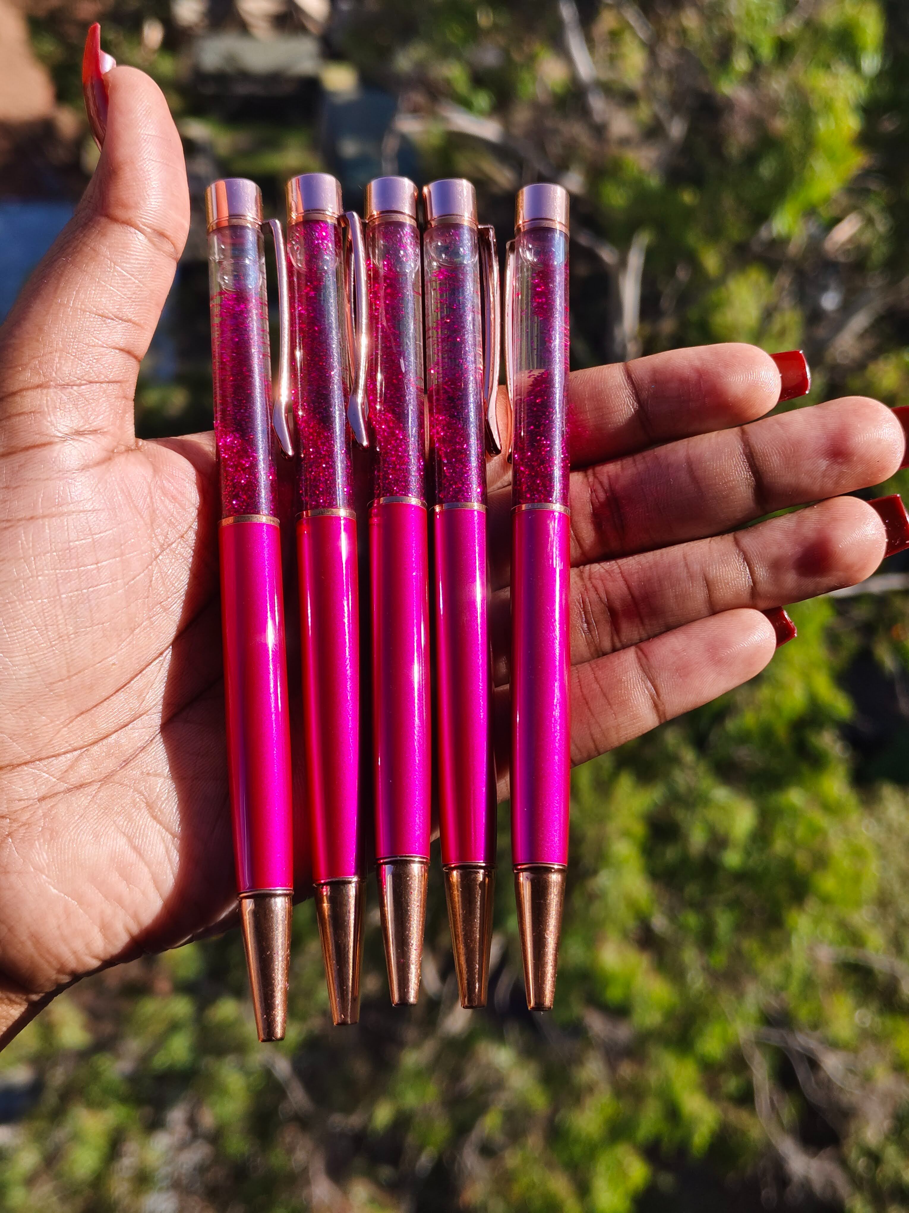 Pink Metal Ballpoint Gift Pen with Dynamic Sand Glitter | Cute Black Ink Pen | School Supplies | Cute Gift | Office Supplies | Mothers Day Gift | Feminine Girl Gift | Stationery | Girly Stationery
