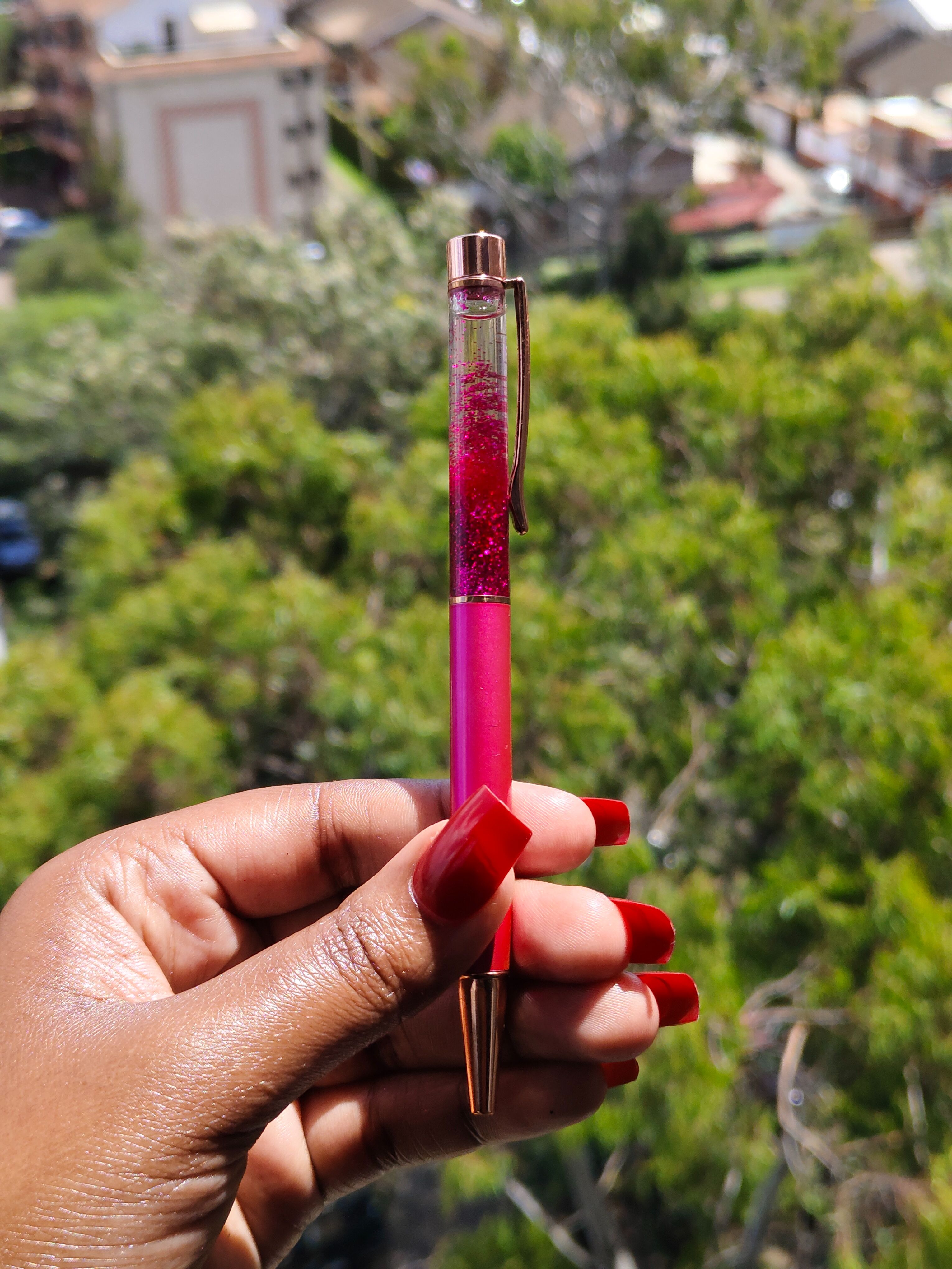 Pink Metal Ballpoint Gift Pen with Dynamic Sand Glitter | Cute Black Ink Pen | School Supplies | Cute Gift | Office Supplies | Mothers Day Gift | Feminine Girl Gift | Stationery | Girly Stationery