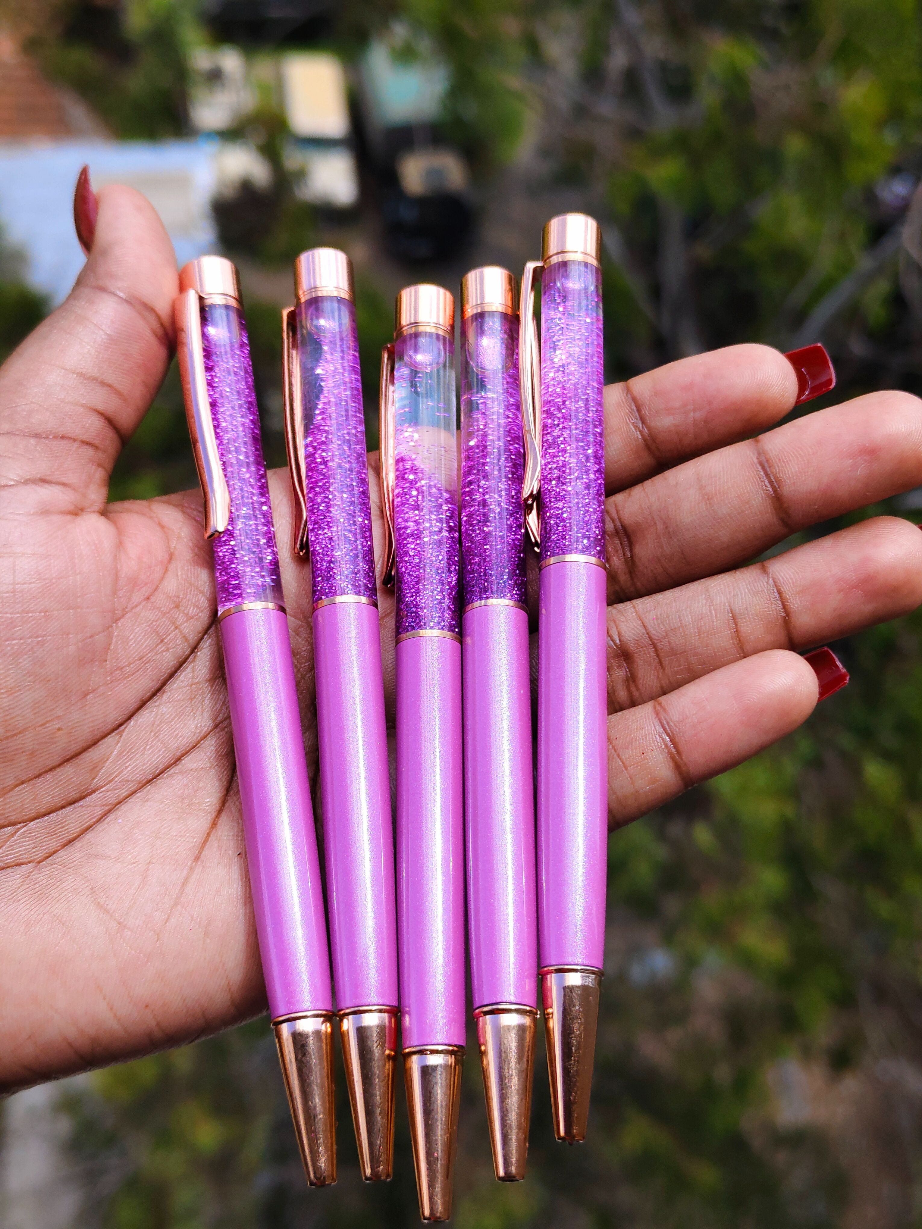 Purple Metal Ballpoint Gift Pen with Dynamic Sand Glitter | Cute Black Ink Pen | School Supplies | Cute Gift | Office Supplies | Mothers Day Gift | Feminine Girl Gift | Stationery | Girly Stationery
