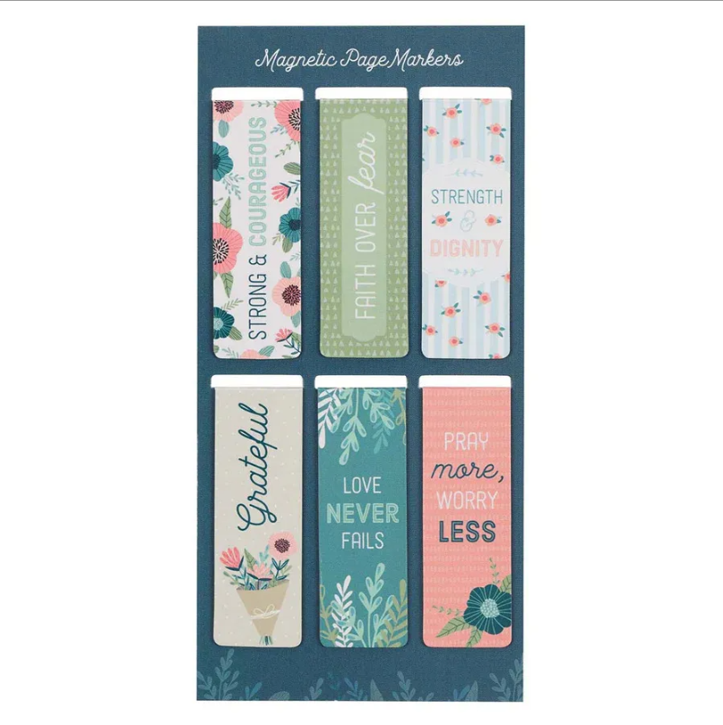 Floral Garden Magnetic Bookmarks Set of 6  | Male Gift | Idea| Readers Gift | Scripture Bookmarks | Christian Gift | Affirmation Bookmarks | Magnetic Book marks | Book Marks | Creative Gift