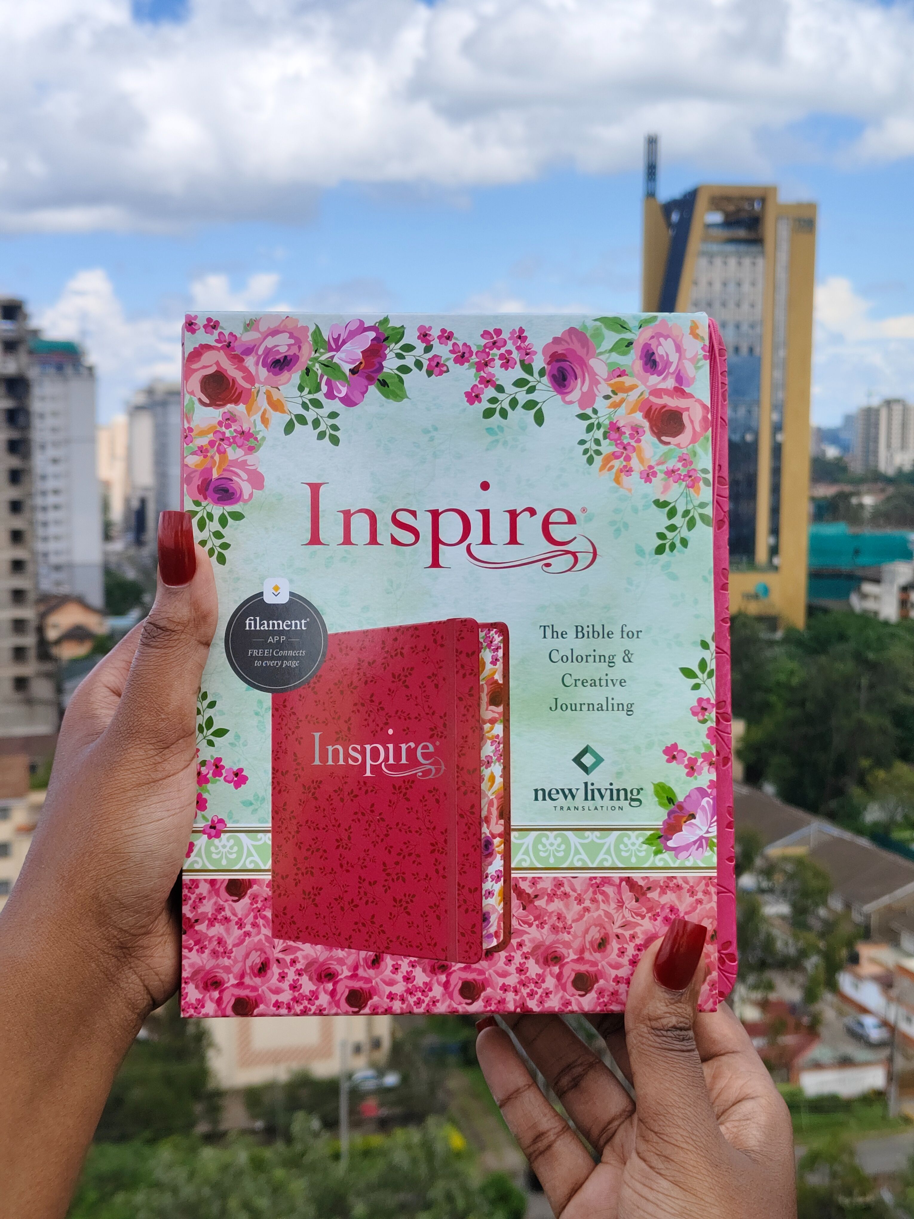 NLT Pink Peony Faux Leather Inspire Filament Bible | Christian Bible NLT | New Living Translation (NLT) | Floral Bible |  8.65 Font | Creative Journaling Bible | Gift | Girl Gift