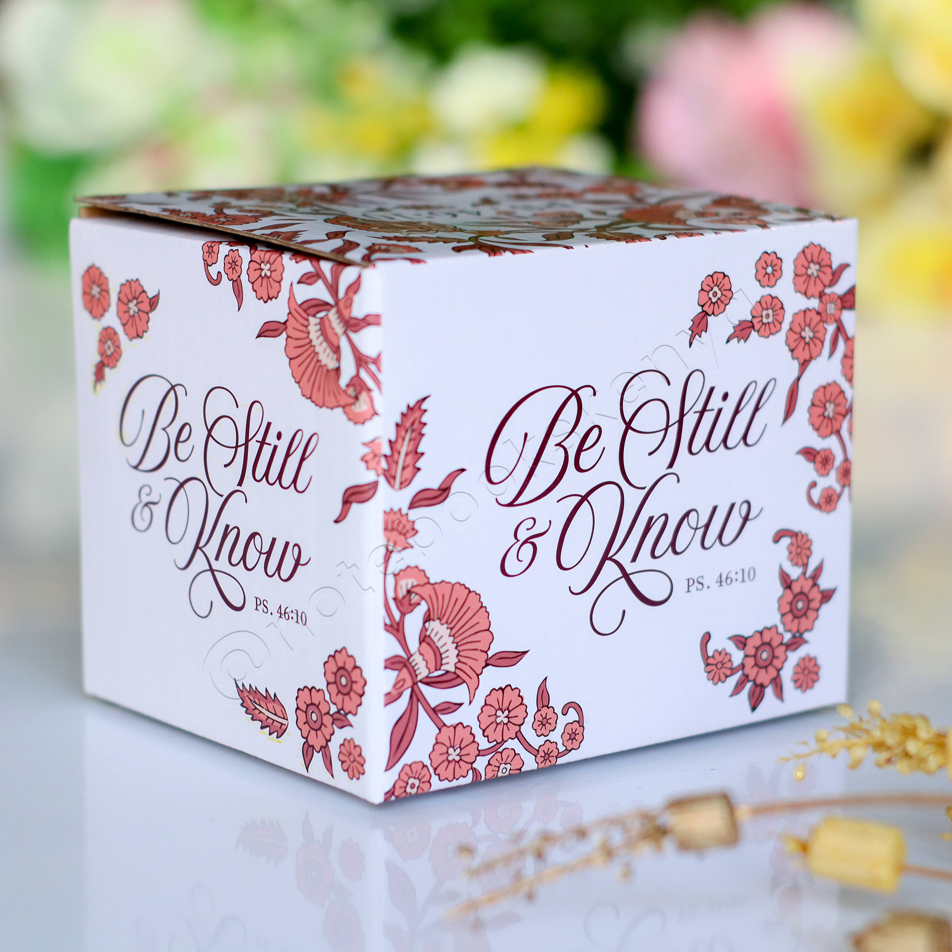 Be Still & Know – Ceramic Mug with Burgundy Interior | Christian Gift Idea | Gift Idea | Branded Coffee/ Tea Mug | Feminine Gift Idea | Work Gift Idea | Floral Mug/ Cup | Affirmations