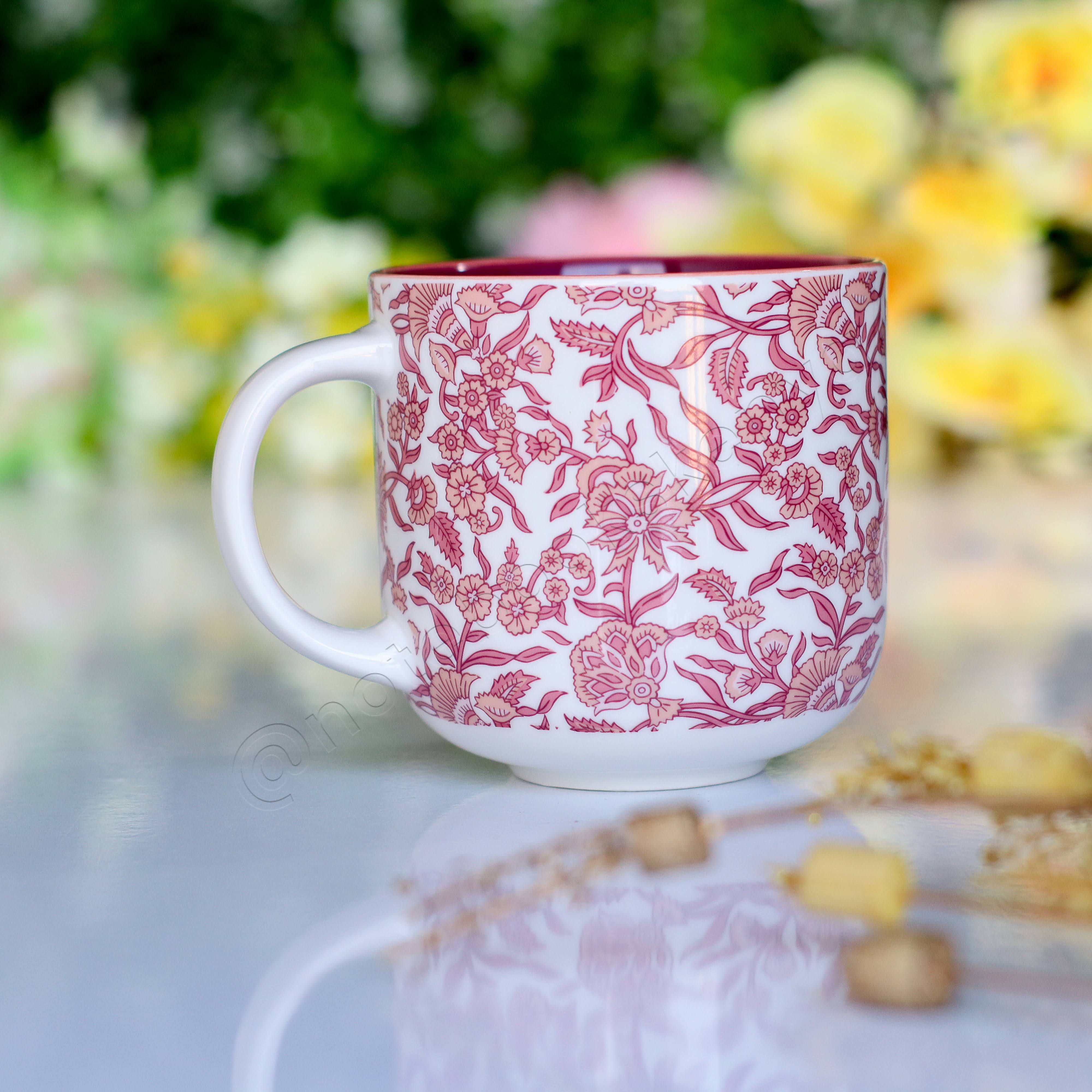 Be Still & Know – Ceramic Mug with Burgundy Interior | Christian Gift Idea | Gift Idea | Branded Coffee/ Tea Mug | Feminine Gift Idea | Work Gift Idea | Floral Mug/ Cup | Affirmations
