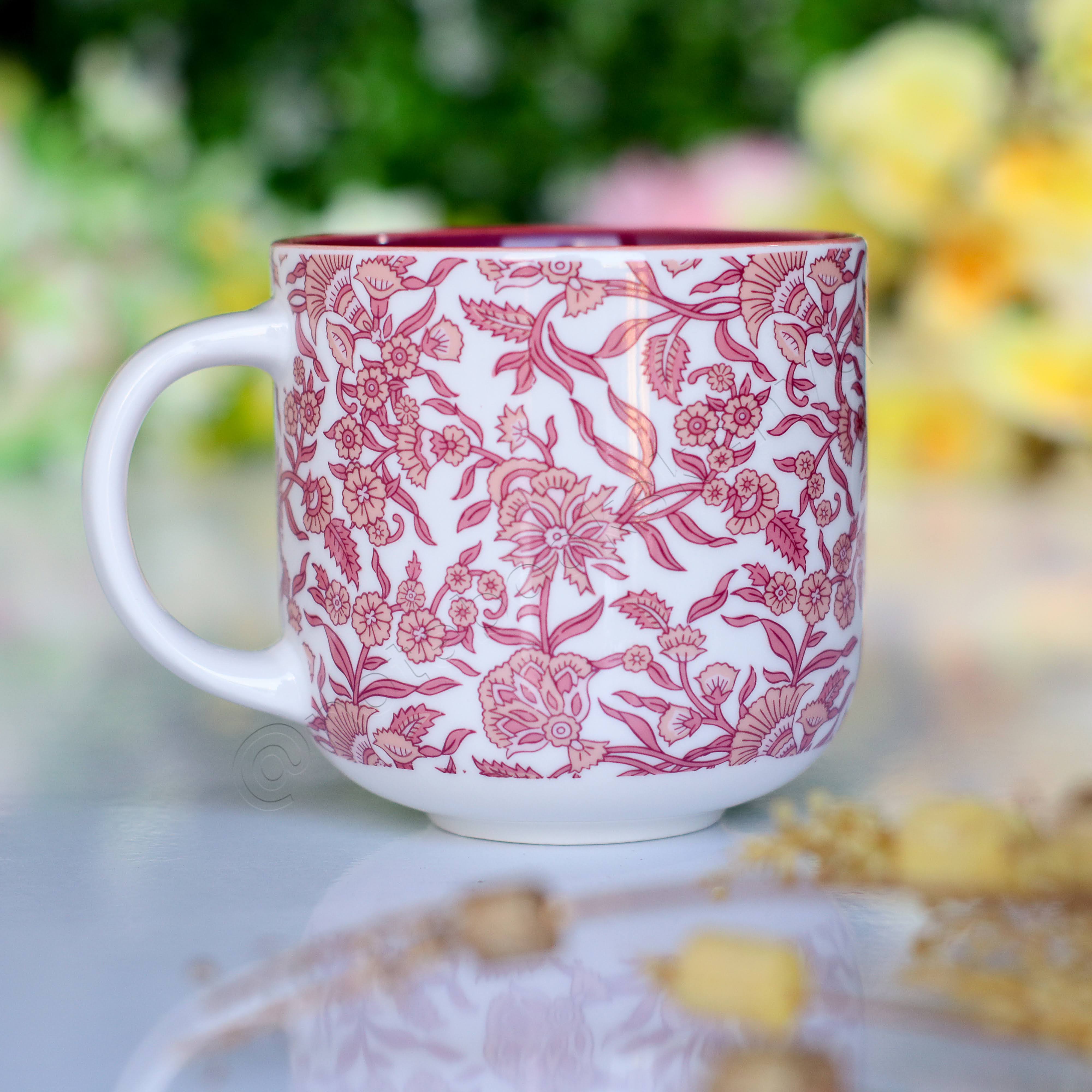 Be Still & Know – Ceramic Mug with Burgundy Interior | Christian Gift Idea | Gift Idea | Branded Coffee/ Tea Mug | Feminine Gift Idea | Work Gift Idea | Floral Mug/ Cup | Affirmations