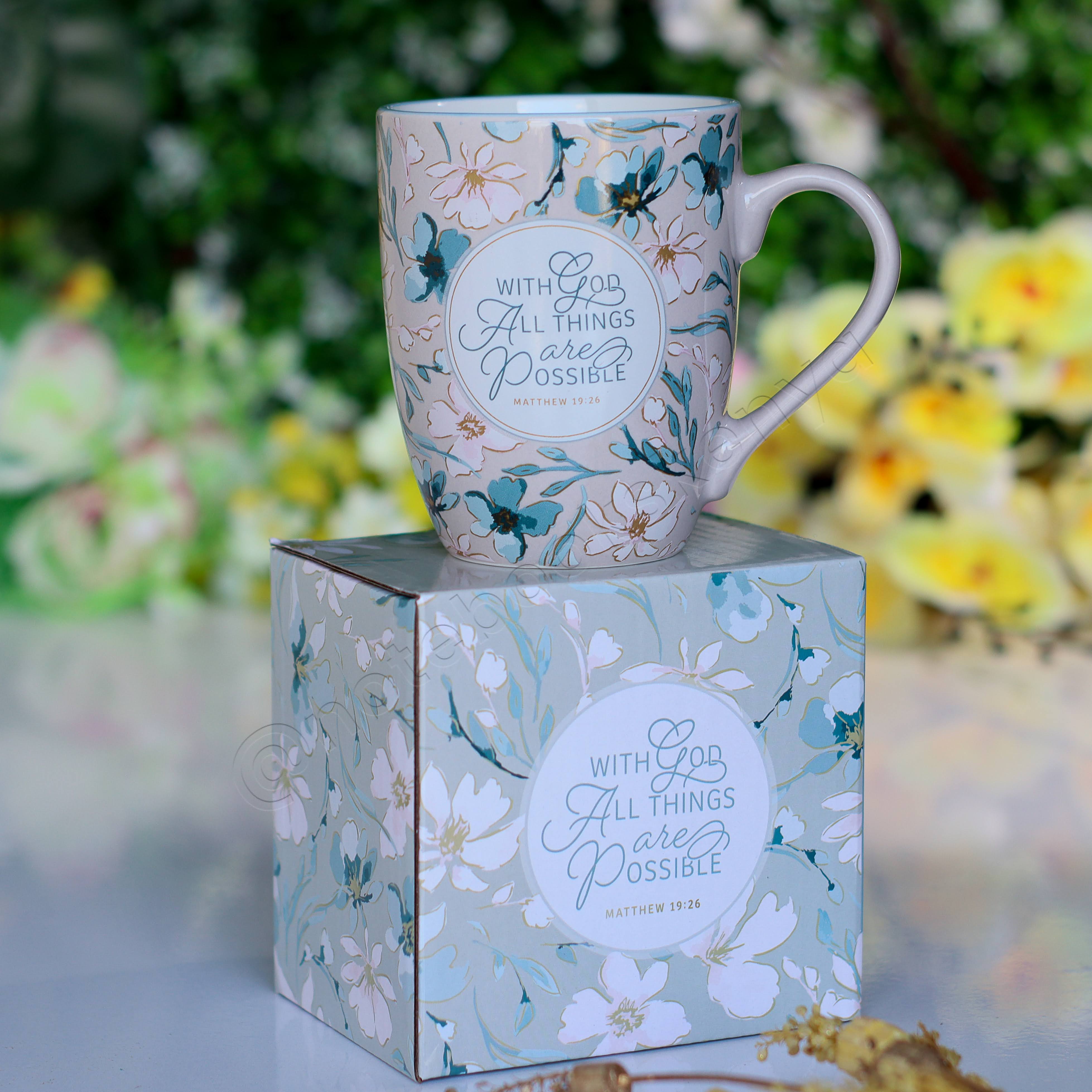 Ceramic Mug/Cup | With God All Things Are Possible Mug | Christian Gift Idea | Gift Idea | Branded Coffee/ Tea Mug | Feminine Gift Idea | Work Gift Idea | Affirmations